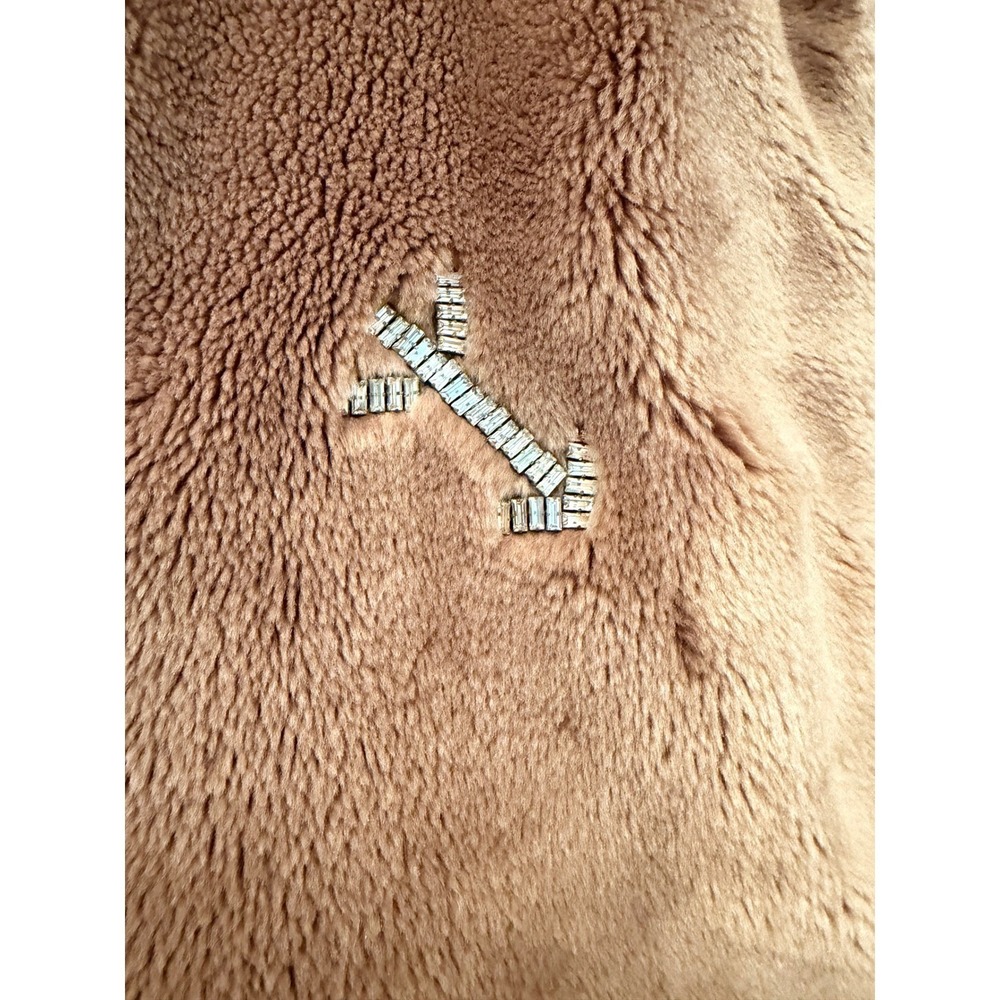 Carven Paris Faux Fur Embellished Arrow Coat Camel Brown Size 38 S/M Luxury - Picture 7 of 13